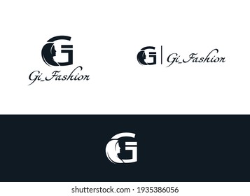 Muslim Scarf logo hijab template. Hijab Logo into Circle and leaf. Logo symbol initials G.