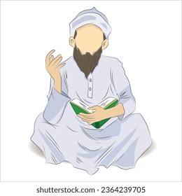 Muslim Scholar with book vector