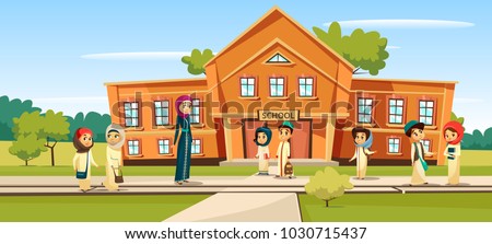 muslim school vector illustration cartoon children stock vector kids in school cartoon