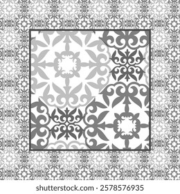 Muslim Seamless national ornament. Ethnic pattern of the nomadic peoples, Moroccan,Turk, Mongol, Kyrgyz, Buryat, Kalmyk, Kazakh. Stylized Mediterranean Ceramic tiles, Patchwork, border, sandblasting