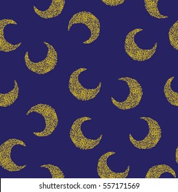 Muslim seamless pattern with the moon. Seamless pattern yellow moon on a blue background