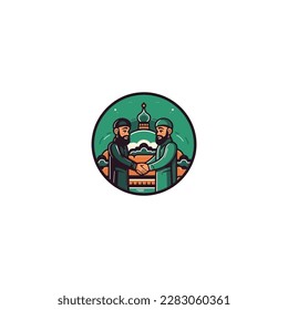muslim shake hands vector logo