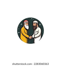 muslim shake hands vector logo