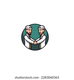 muslim shake hands vector logo