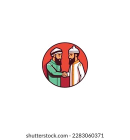 muslim shake hands vector logo