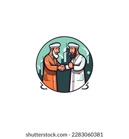muslim shake hands vector logo