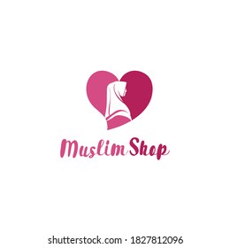 Muslim Shop Logo Design Vector Symbol  Love Sell