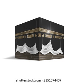 Muslim shrine Kaaba in Mecca on a white background