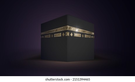 Muslim shrine Kaaba in Mecca on a dark background