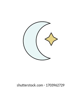 Muslim sign t and star flat and thin line icon