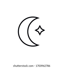 Símbolo musulmán e icono de línea delgada estrella aislado en fondo blanco