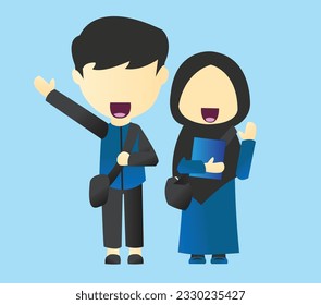 Moslemischer Student Couple Call Vektor