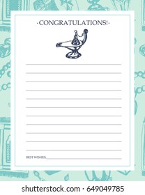 Muslim Symbols - color vector hand drawn vintage card, invitation template. Realistic zakat al-fitr, dates, beads, drum, lamp, prayer rug, flying magic carpet, lantern. Islamic traditions, culture.