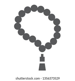 Muslim tasbih glyph icon, arabic and islam, islamic rosary sign, vector graphics, a solid pattern on a white background, eps 10.