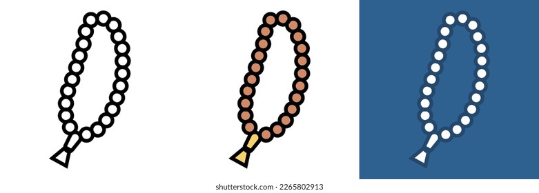 Juego de iconos musulmanes de Tasbih - Colección de ilustraciones vectoriales de oraciones islámicas