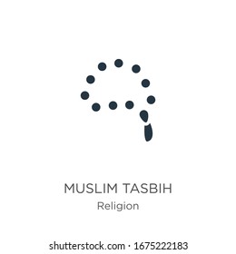 Icono musulmán del tasbih vector. Símbolo moderno y plano, icono del tasbih de la colección religiosa aislado en fondo blanco. La ilustración vectorial se puede utilizar para diseño gráfico web y móvil, logotipo, eps10