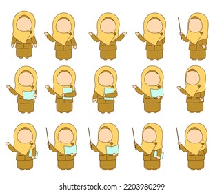 Muslim Teacher Illustration Collection Wearing Hijab