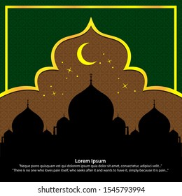 Muslim Template Background with Gold Line and Green