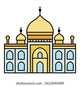 Muslim temple icon. Outline muslim temple vector icon color flat isolated on white