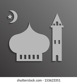 Muslim temple on a gray background