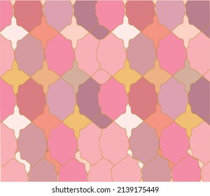 Muslim Traditional Background, Ramadan Golden Mosque Motif.Turkish Mosque Window, islamic argyle seamless design, Vector Moroccan rhombus Muslim textile background.