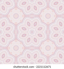 Muslim traditional geometric vector seamless ornament. Tile print design. Delicate asian motif. Porcelain decor design. Flower and leaves elements texture.