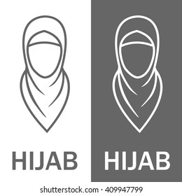 Muslim Traditional Hijab, Islam Woman Sign. Vector Illustration, Icon, Logo.