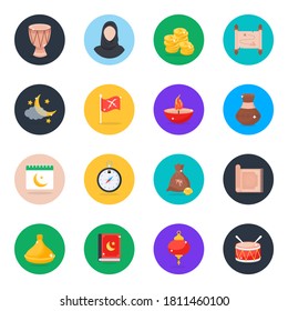Muslim Traditions in Modern Flat Rounded Icons Pack 