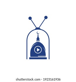 Muslim tv vector logo design template. Islamic media logo concept.