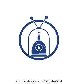 Muslim tv vector logo design template. Islamic media logo concept.