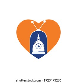 Muslim tv vector logo design template. Islamic media logo concept.