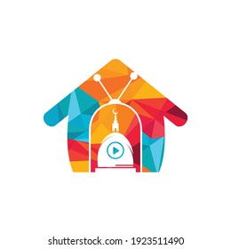 Muslim tv vector logo design template. Islamic media logo concept.