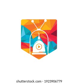 Muslim tv vector logo design template. Islamic media logo concept.