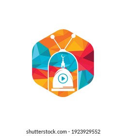 Muslim tv vector logo design template. Islamic media logo concept.