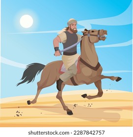 Muslim warrior Mujahid Uthman on a horse