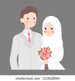 Muslim wedding character illustration for invitation 