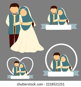 Muslim wedding couple cartoon collection