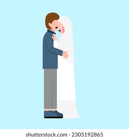 Muslim Wedding Couple Flat Illustration 