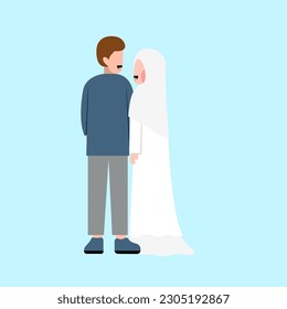 Muslim Wedding Couple Flat Illustration 