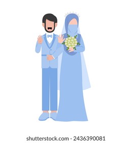 Muslim Wedding Couple Flat Illustration