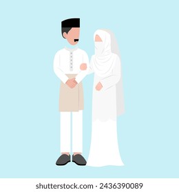 Muslim Wedding Couple Flat Illustration