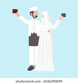Muslim Wedding Couple Flat Illustration