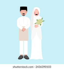 Muslim Wedding Couple Flat Illustration