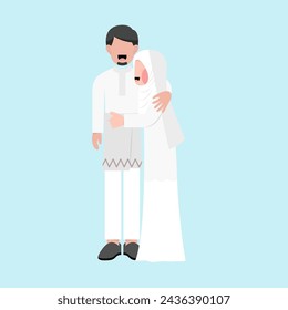 Muslim Wedding Couple Flat Illustration