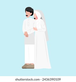 Muslim Wedding Couple Flat Illustration