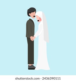 Muslim Wedding Couple Flat Illustration
