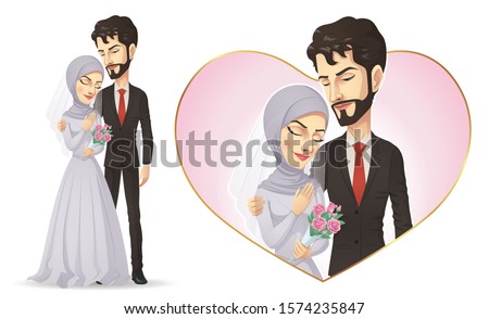 Muslim Wedding Couple, Vector EPS 10