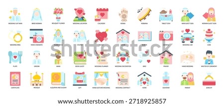 Muslim Wedding Flat Icon Set