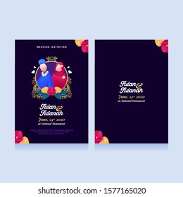 Muslim wedding invitations with cute illustrations
