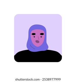 Muslim Woman Avatar In Flat Vector Illustration Symbolizing Cultural Identity, Representation, And Inclusion, Isolated On White Background